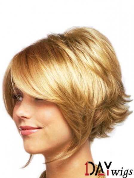 Sleek Blonde Chin Length Wavy Layered Lace Front Wigs