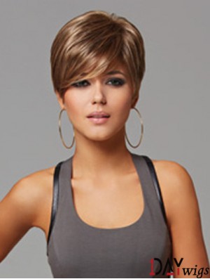Convenient 5 inch Straight Brown Layered Short Wigs