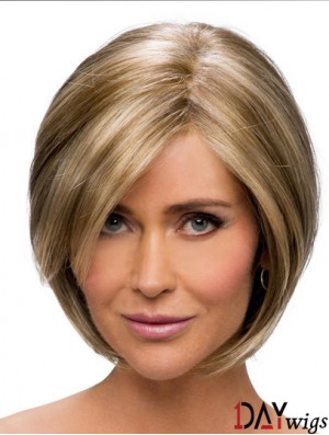 Cheap Synthetic Ladies Wigs With Monofilament Brown Color Chin Length