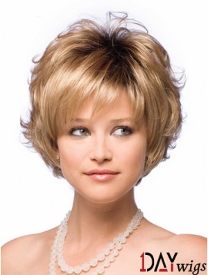 Synthetic Hair UK With Capless Short Length Blonde Color