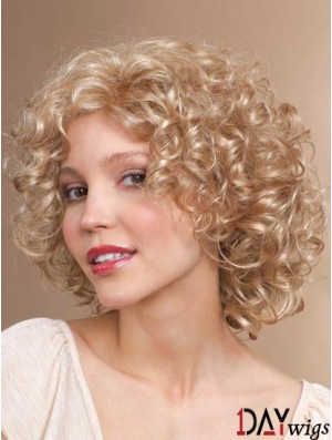 Chin Length Classic Curly Blonde Stylish Synthetic Wigs