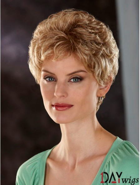 Comfortable Blonde Short Wavy Classic Lace Front Wigs