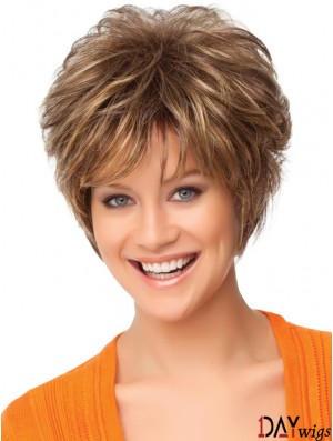 Faddish Auburn Synthetic Short Wigs With Capless Curly Style Short Length