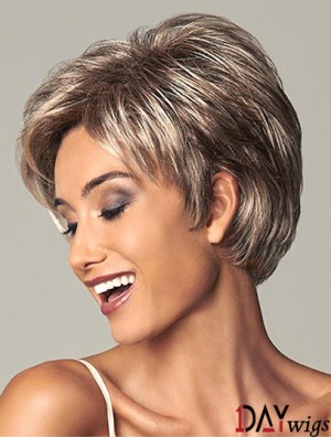 Best 7 inch Straight Brown Layered Short Wigs