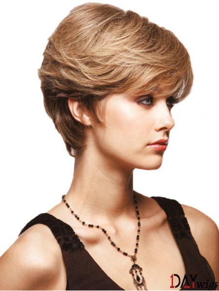Straight Layered 8 inch Blonde Great Synthetic Wigs