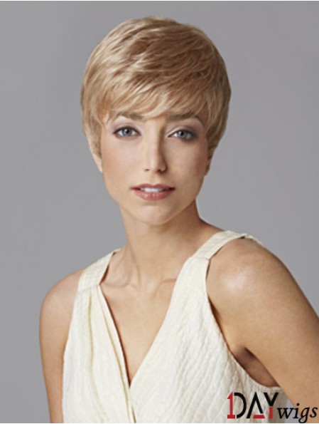 Fashionable 5 inch Straight Blonde Boycuts Short Wigs