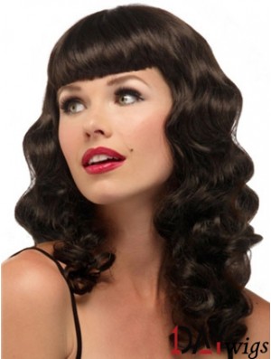 Hairstyles Brown Wavy With Bangs Long Wigs