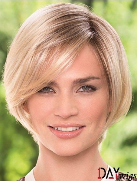 Chin Length Blonde Durable 8 inch Straight Bob Wigs