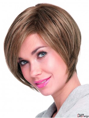 Chin Length Straight Lace Front Auburn Top Bob Wigs