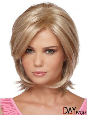Chin Length Bobs Straight Blonde Modern Synthetic Wigs
