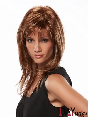 Online Brown Straight Layered Long Wigs