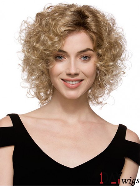 Sleek Brown Chin Length With Bangs Curly Glueless Lace Front Wigs