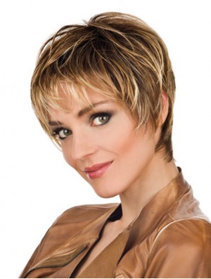 Soft 8 inch Straight Blonde Boycuts Short Wigs