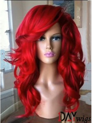 Capless Wavy 18 inch With Bangs Quality Synthetic Red Wig UK