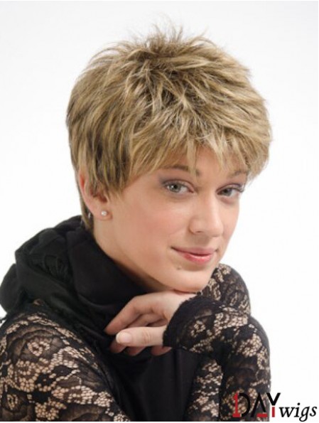 Modern 6 inch Straight Blonde Boycuts Short Wigs