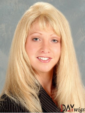 Durable Blonde Straight With Bangs Long Wigs