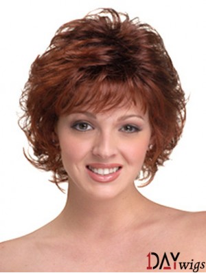 Synthetic Hair Head Wigs With Capless Auburn Color Chin Length