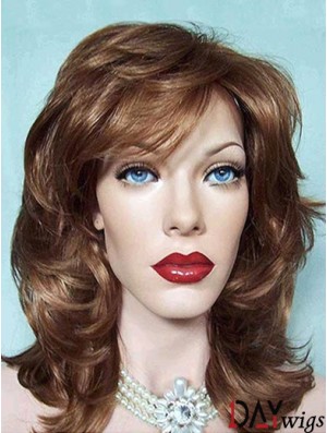 Wavy Layered Shoulder Length Brown Good Lace Front Wigs