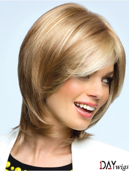 Blonde Chin Length Wavy Layered 12 inch Top Medium Wigs