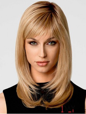 Blonde Shoulder Length Wavy Layered 14 inch Online Medium Wigs