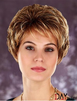Hairstyles Blonde Cropped Layered Wavy Glueless Lace Front Wigs