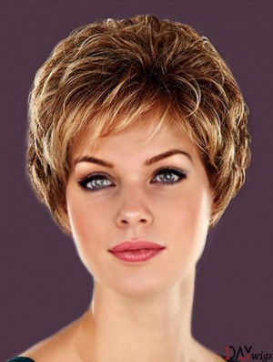 Hairstyles Blonde Cropped Layered Wavy Glueless Lace Front Wigs