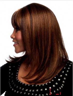 Shoulder Length With Bangs Straight Auburn Affordable Synthetic Wigs