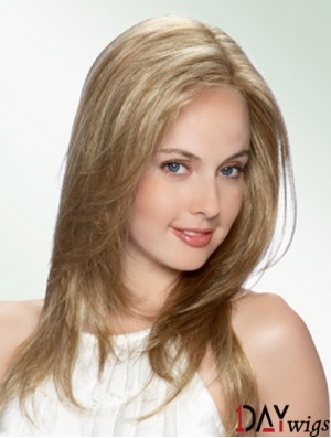 Cheapest Blonde Long Without Bangs Straight Glueless Lace Front Wigs