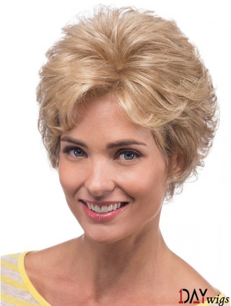 Amazing Blonde Chin Length Layered Wavy Glueless Lace Front Wigs