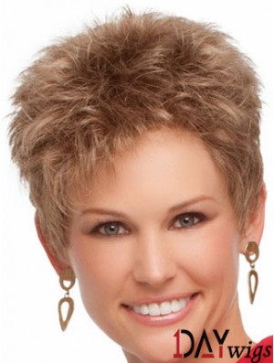 Cropped Boycuts Wavy Blonde Suitable Synthetic Wigs