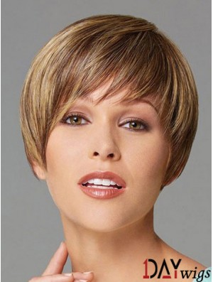 Cropped Boycuts Straight Blonde Designed Synthetic Wigs