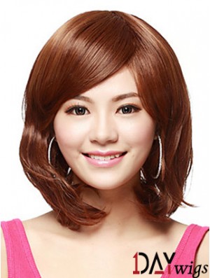 Shoulder Length Bobs Straight Auburn Flexibility Synthetic Wigs