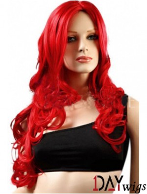 Lace Wigs Synthetic With Synthetic Red Color Wavy Style