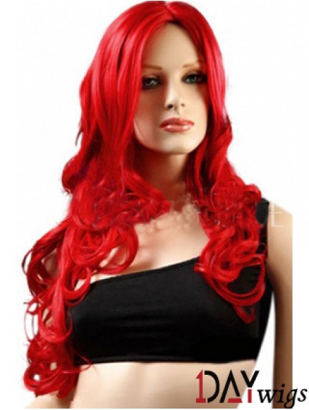 Lace Wigs Synthetic With Synthetic Red Color Wavy Style