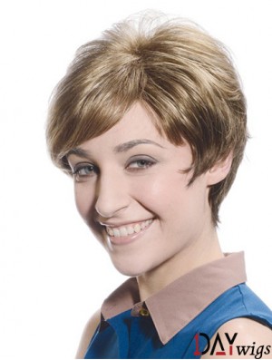 Soft Brown Short Boycuts Straight Glueless Lace Front Wigs