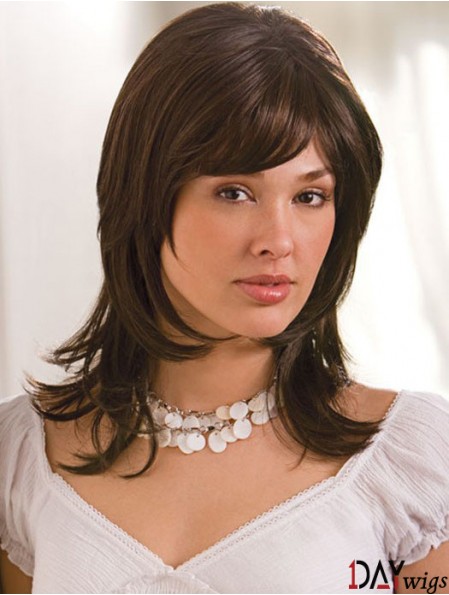 Straight Layered 16 inch Brown Perfect Synthetic Wigs