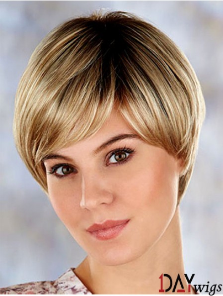 High Quality 7 inch Straight Blonde Layered Short Wigs