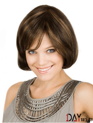 Chin Length Brown Flexibility 10 inch Wavy Bob Wigs