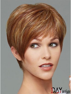 Cropped Boycuts Straight Brown Stylish Synthetic Wigs