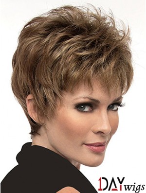 Natural 6 inch Straight Brown Boycuts Short Wigs