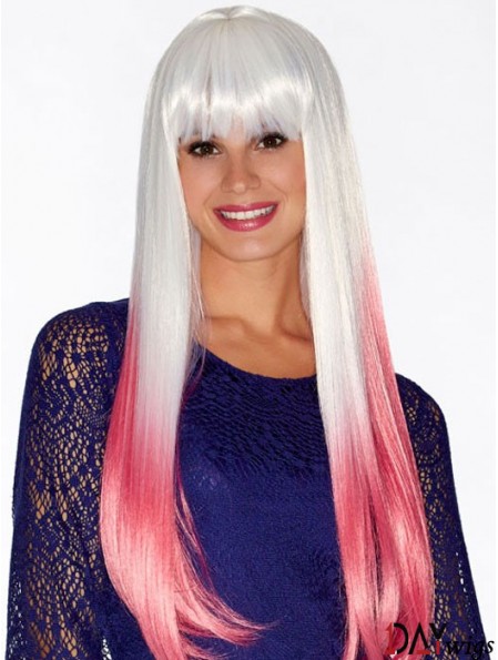 Straight Incredible 22 inch Ombre/2 Tone With Bangs Long Wigs