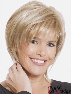 Straight With Bangs 8 inch Sleek Short Wigs