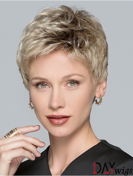Boycuts Blonde Synthetic Straight 3 inch Short Hair Wigs