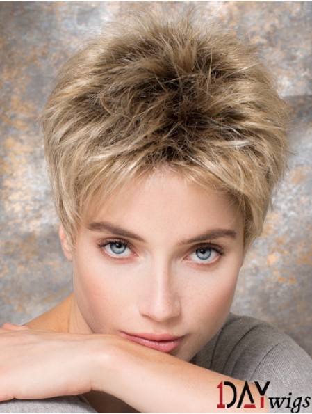 4 inch Blonde Synthetic Boycuts Straight Short Hair