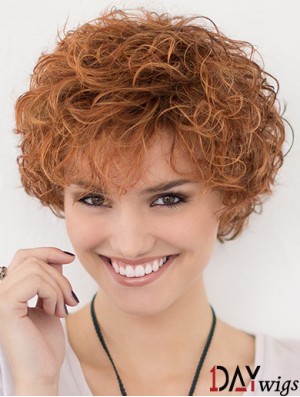 Lace Front Curly Copper Layered 10 inch Short Hairstyles