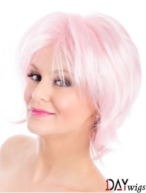 Straight Bobs Pink 8 inch Capless Wig Fashion