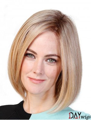 Straight Bobs Blonde 11 inch Monofilament Cancer Patient Wigs