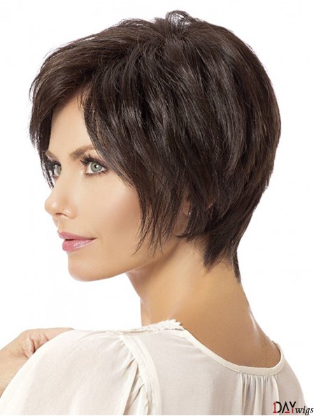 Straight Brown Layered 8 inch Wig Lace