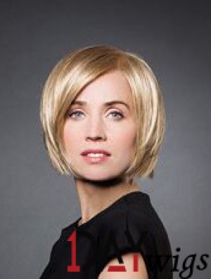 10 inch Straight Blonde Synthetic Chin Length Monofilament Wig Bob