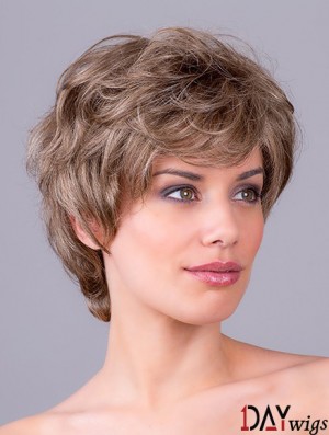 Synthetic Wavy Brown 8 inch Short Monofilament Wig For Women Classic Style